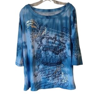 Lane Bryant Venezia Blue Top Size 14/16